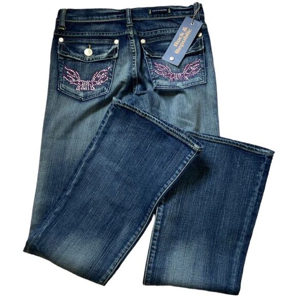 Rock & Republic Jeans Women's Size 25 Pink Rhinestones Bleu Denim - Picture 6 of 12